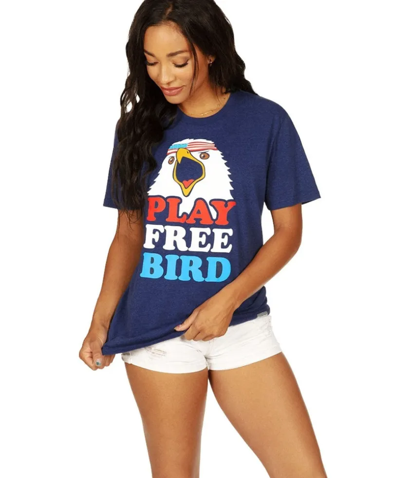 Tipsy Elves Women's Play Free Bird Oversized Boyfriend Tee Clearance