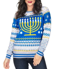 Tipsy Elves Women's Reversible Sequin Hanukkah Sweater Hot