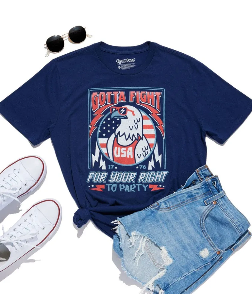 Tipsy Elves Women's Right to Party Oversized Boyfriend Tee New