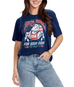 Tipsy Elves Women's Right to Party Oversized Boyfriend Tee New