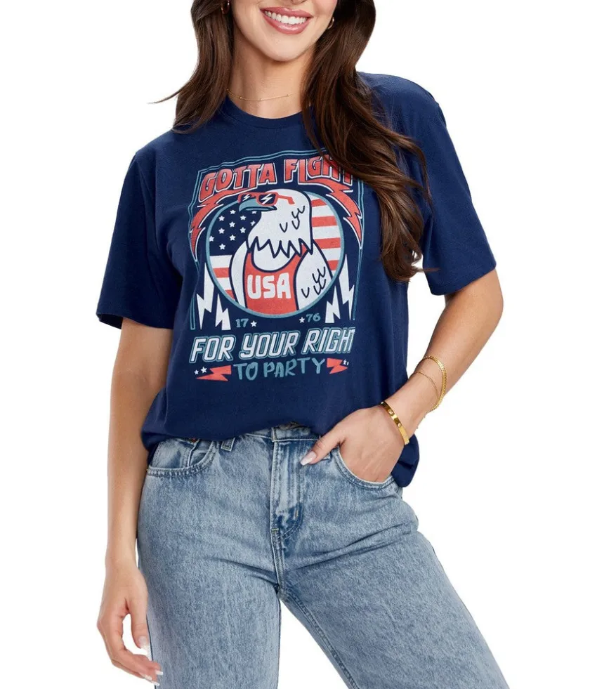 Tipsy Elves Women's Right to Party Oversized Boyfriend Tee New