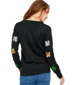 Tipsy Elves Women's Sequin Clover Cardigan Sweater