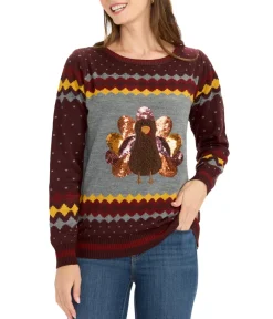 Tipsy Elves Women's Sequin Turkey Sweater Clearance