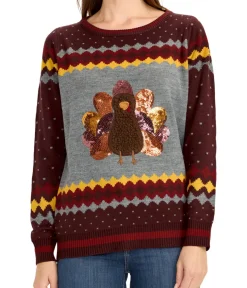 Tipsy Elves Women's Sequin Turkey Sweater Clearance