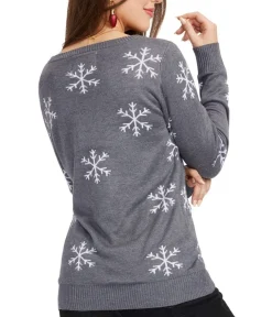 Tipsy Elves Women's Sequined Snow Day Ugly Christmas Sweater Hot