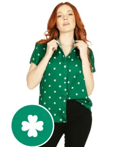 Tipsy Elves Women's Simple Clover Button Down Shirt New
