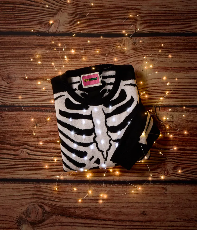 Tipsy Elves Women's Skeleton Light Up Sweater Best