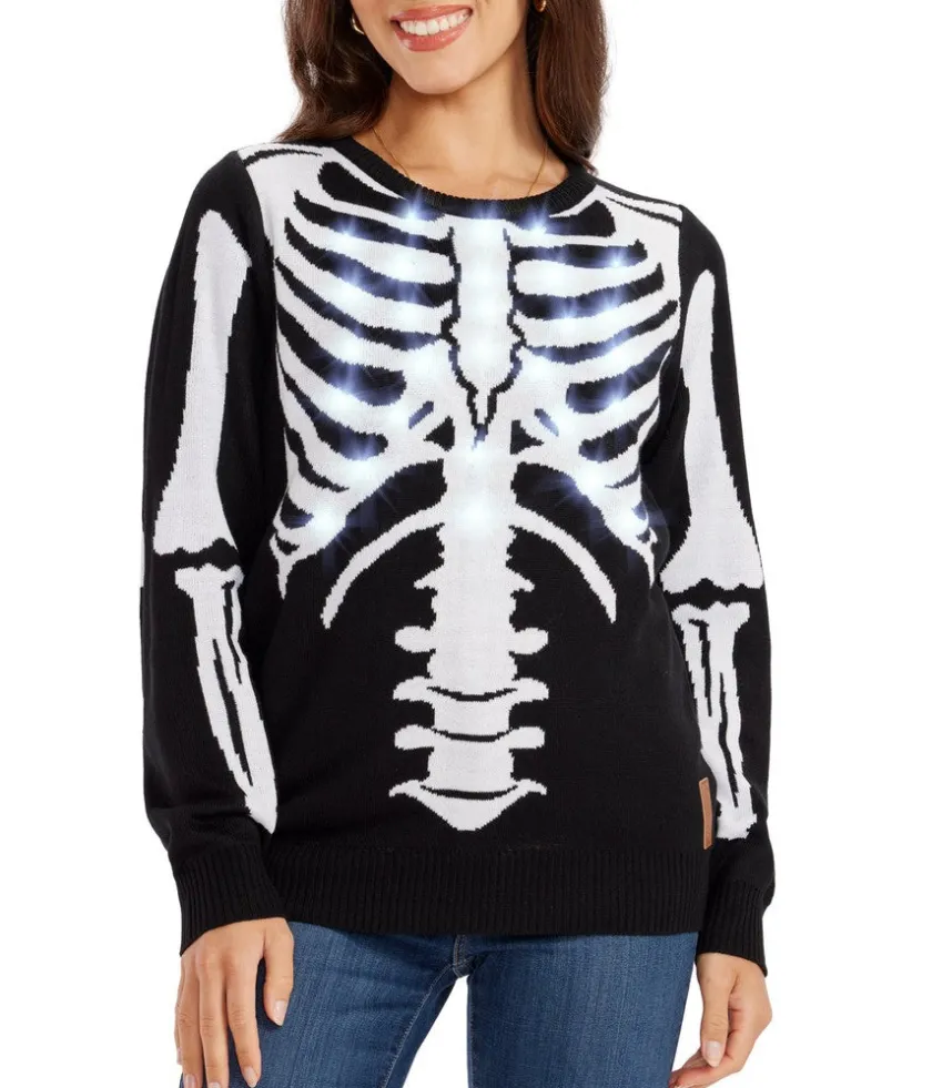 Tipsy Elves Women's Skeleton Light Up Sweater Best