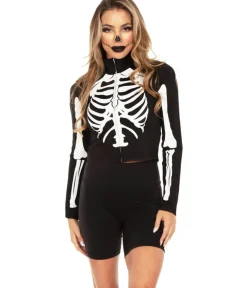 Tipsy Elves Women's Skeleton Long Sleeve Crop Top Outlet