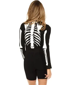 Tipsy Elves Women's Skeleton Long Sleeve Crop Top Outlet