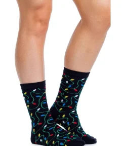 Tipsy Elves Women's String of Lights Crew Socks (Fits Sizes 6-11W) Clearance