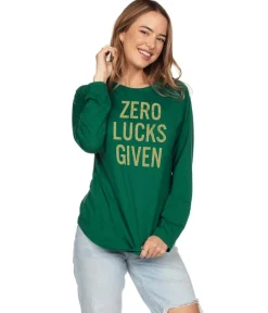 Tipsy Elves Women's Zero Lucks Long Sleeve Shirt Clearance